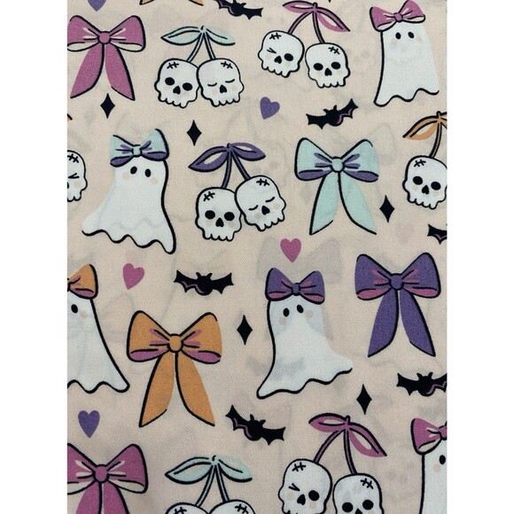 Betsey Johnson TWIN Sheet Set Bows Ghosts Skulls Pink Halloween 3 Piece - Picture 5 of 5